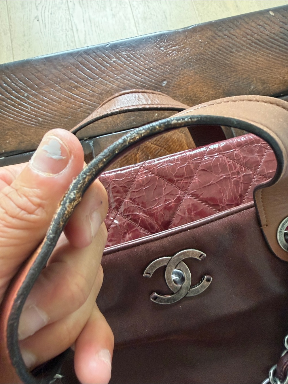 CHANEL Brown soft and crumbled calfskin portobello bag. Very good - Picture 10 of 16